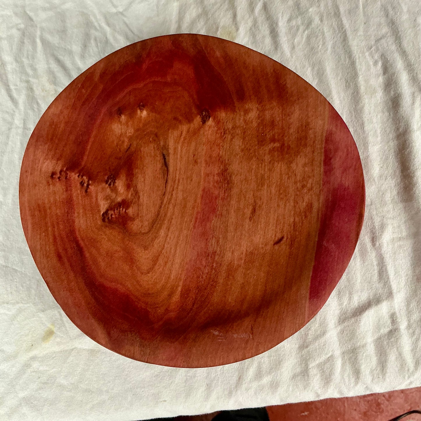 Set of 4 Cherry Wood Plates | Natural Beet Stain Serving Dishes (Food-Safe)