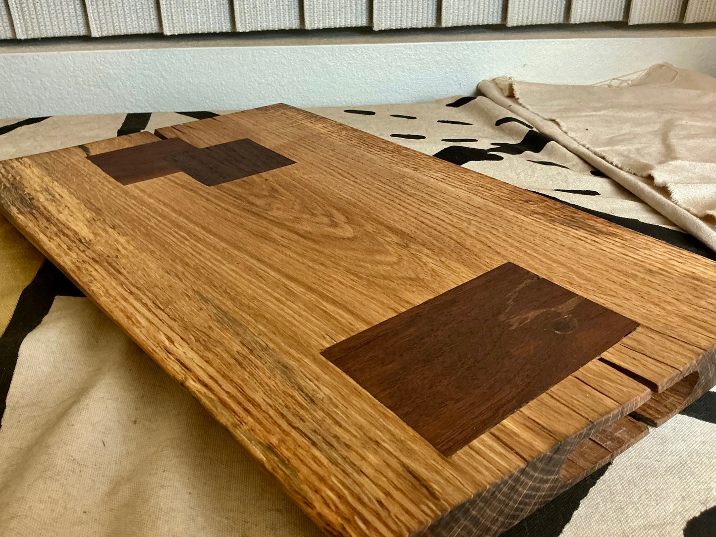Solid Oak Serving Board with Walnut Inlay | Handmade Wooden Serving Tray | Modern Wood Platter | The Basics by CGP