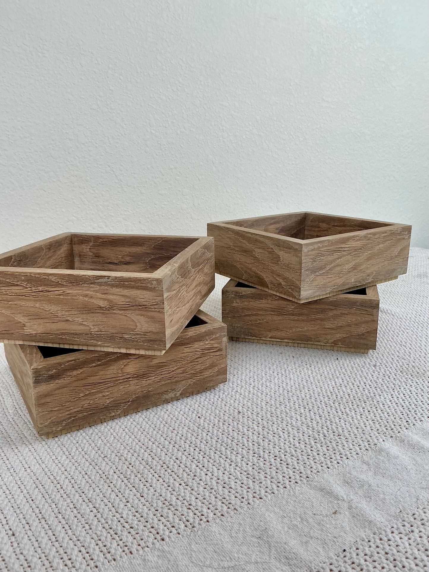 Set of 4 White Oak Geometric Boxes | Handmade Oak Decorative Storage Set | Modern Rustic Catchall Boxes | Sculptural Wood Decor | THE BASICS BY CGP