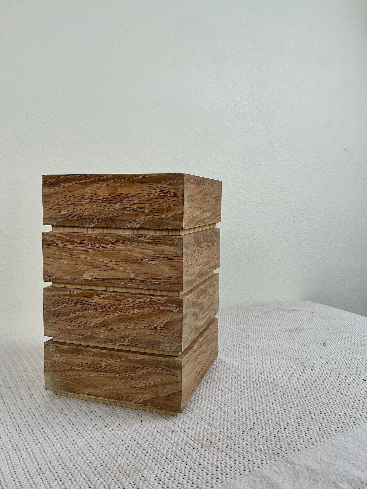 Set of 4 White Oak Geometric Boxes | Handmade Oak Decorative Storage Set | Modern Rustic Catchall Boxes | Sculptural Wood Decor | THE BASICS BY CGP