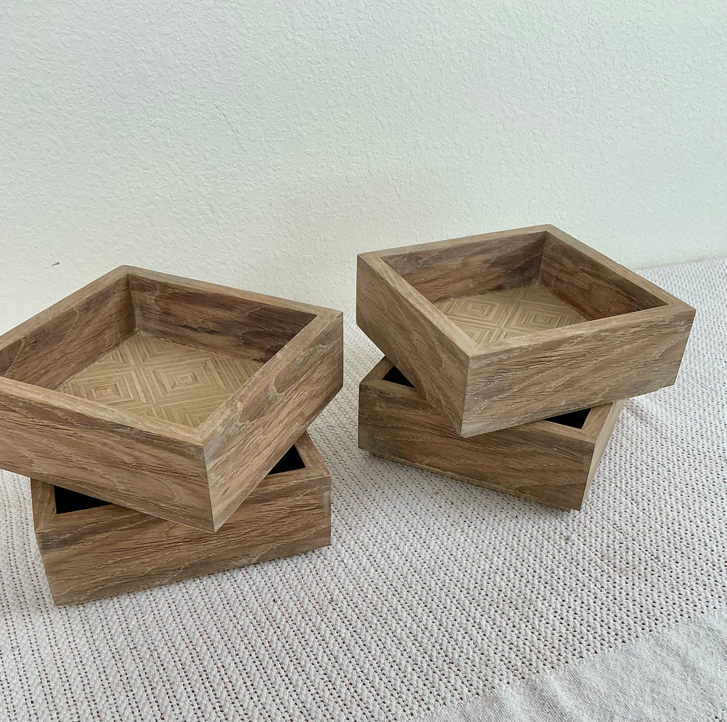 Set of 4 White Oak Geometric Boxes | Handmade Oak Decorative Storage Set | Modern Rustic Catchall Boxes | Sculptural Wood Decor | THE BASICS BY CGP