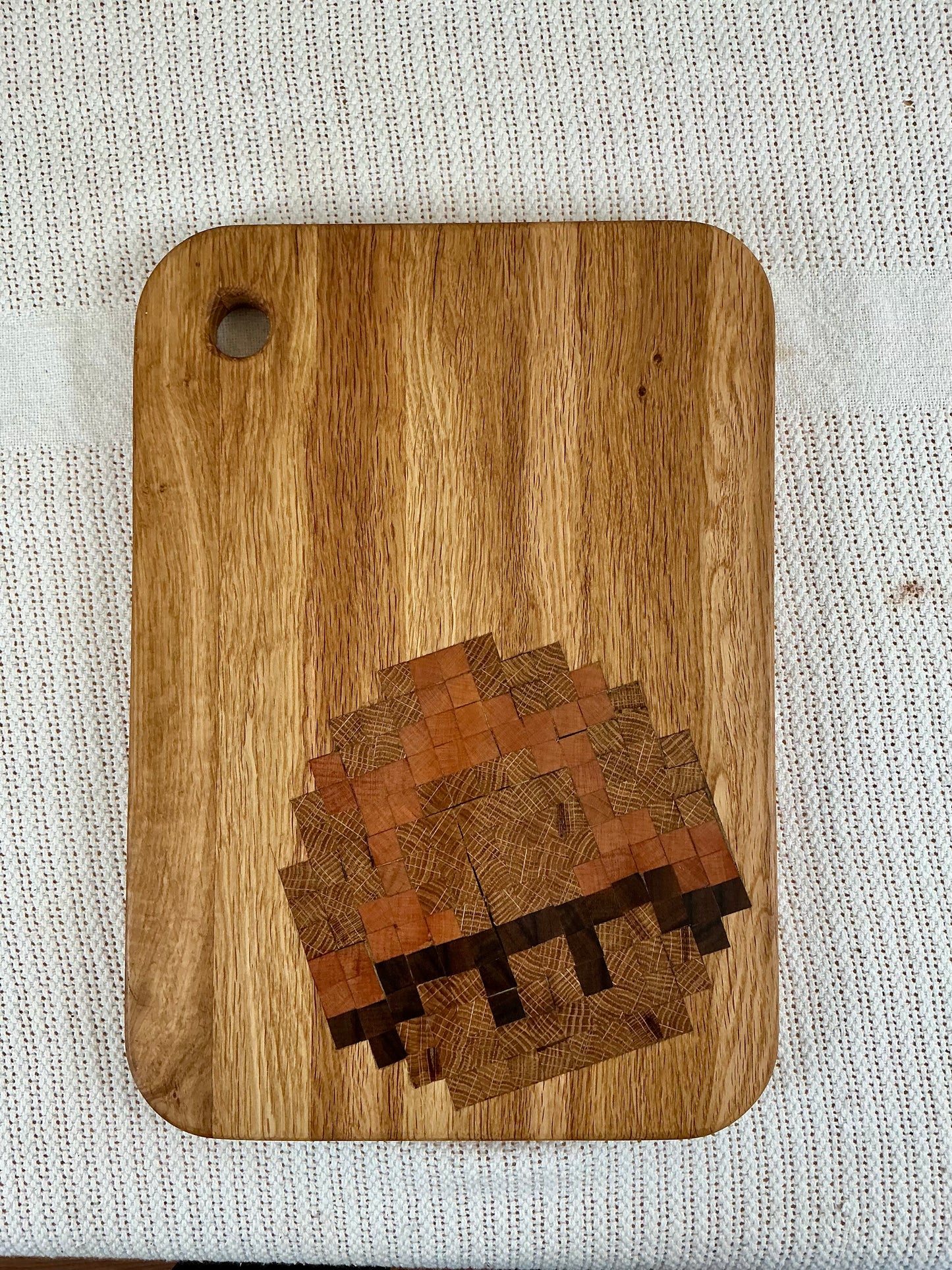 White Oak Pixel Mushroom Cutting Board | Handmade Gamer Kitchen Board | Rustic Oak Charcuterie Board | Video Game Inspired Decor