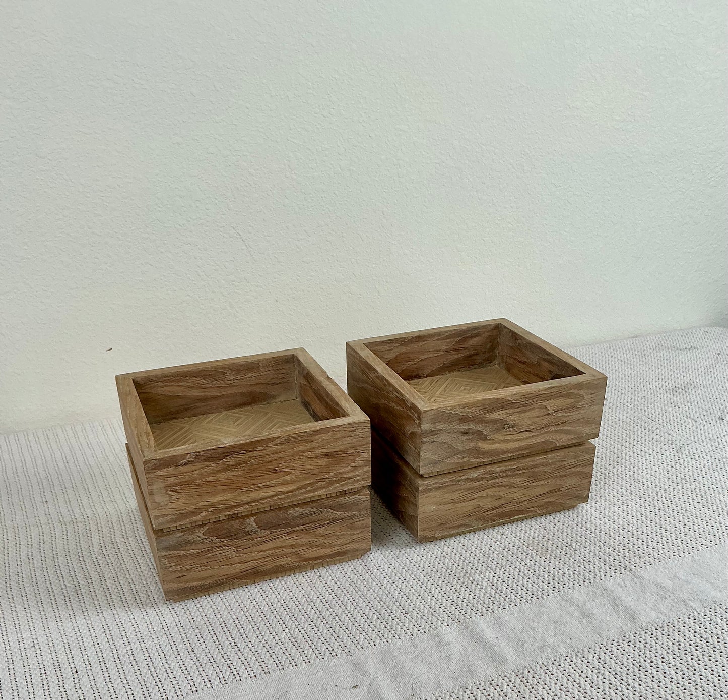 Set of 4 White Oak Geometric Boxes | Handmade Oak Decorative Storage Set | Modern Rustic Catchall Boxes | Sculptural Wood Decor | THE BASICS BY CGP