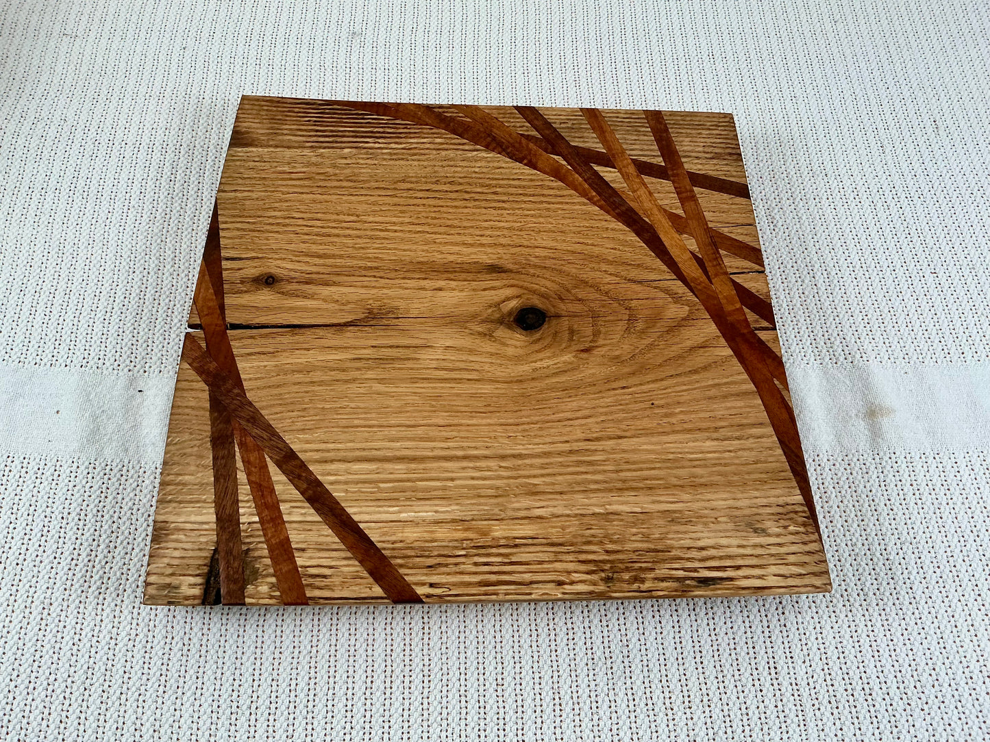Solid Hardwood Serving Board with Geometric Inlay