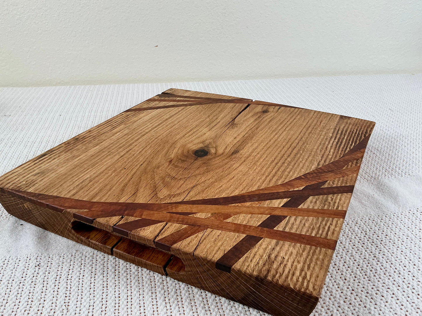 Solid Hardwood Serving Board with Geometric Inlay