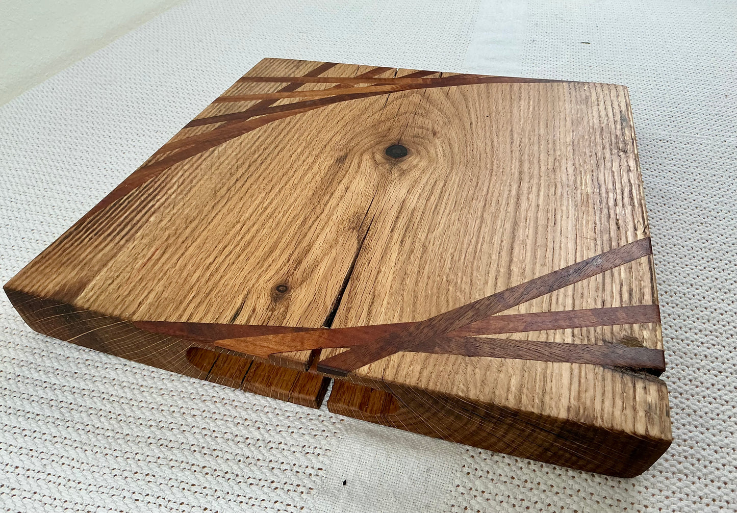 Solid Hardwood Serving Board with Geometric Inlay
