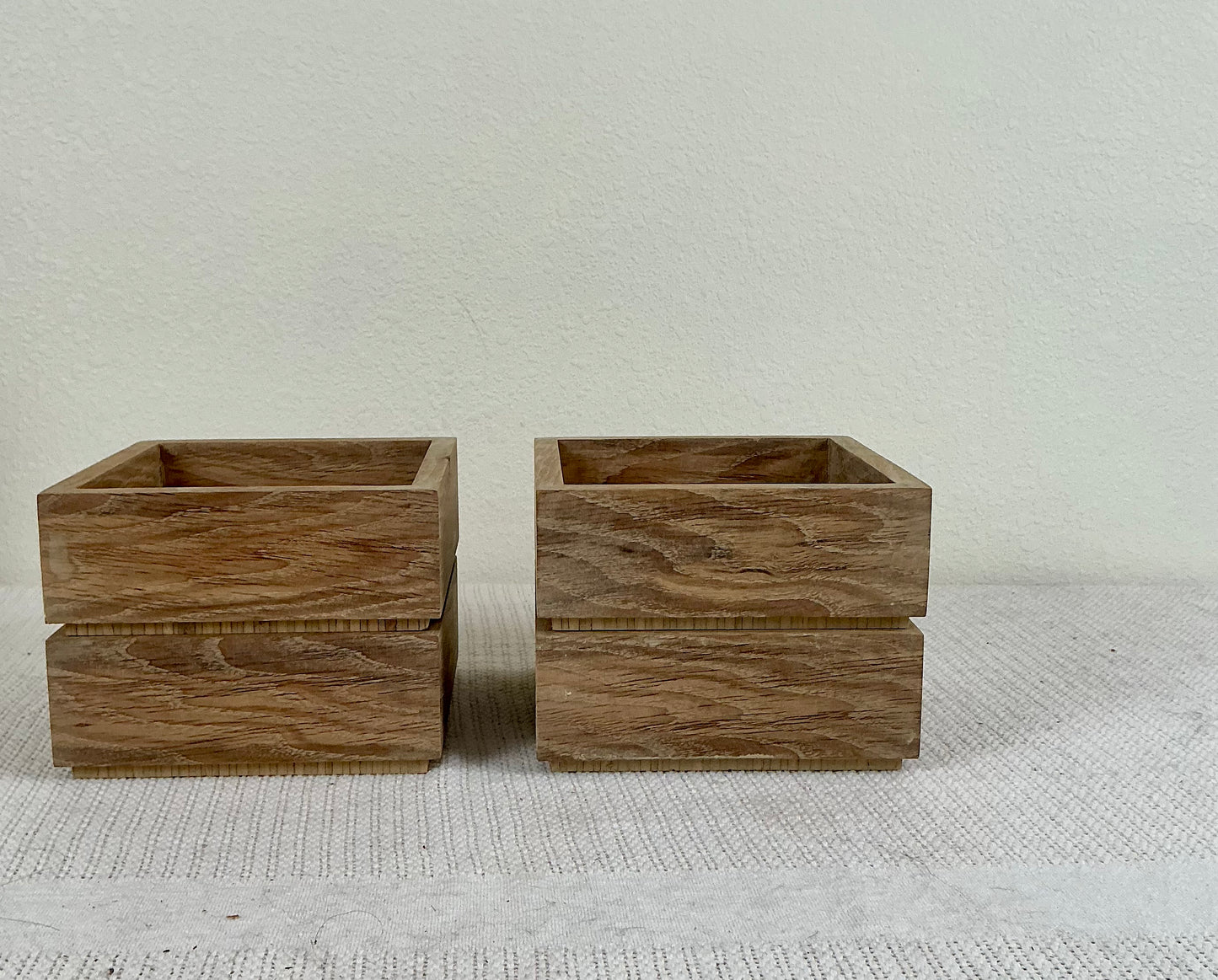 Set of 4 White Oak Geometric Boxes | Handmade Oak Decorative Storage Set | Modern Rustic Catchall Boxes | Sculptural Wood Decor | THE BASICS BY CGP