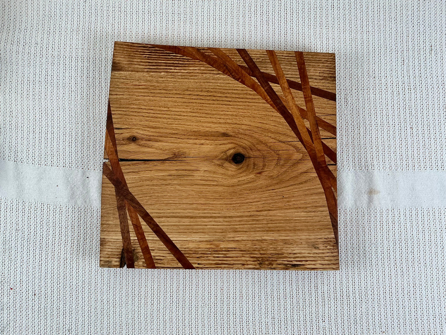 Solid Hardwood Serving Board with Geometric Inlay