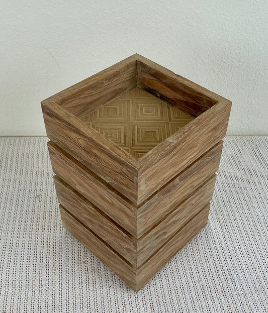 Set of 4 White Oak Geometric Boxes | Handmade Oak Decorative Storage Set | Modern Rustic Catchall Boxes | Sculptural Wood Decor | THE BASICS BY CGP