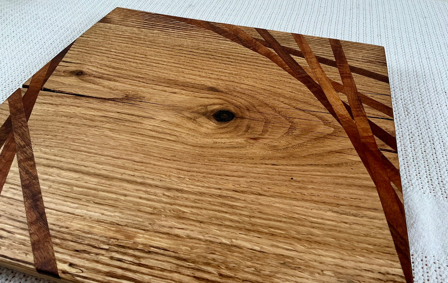 Solid Hardwood Serving Board with Geometric Inlay