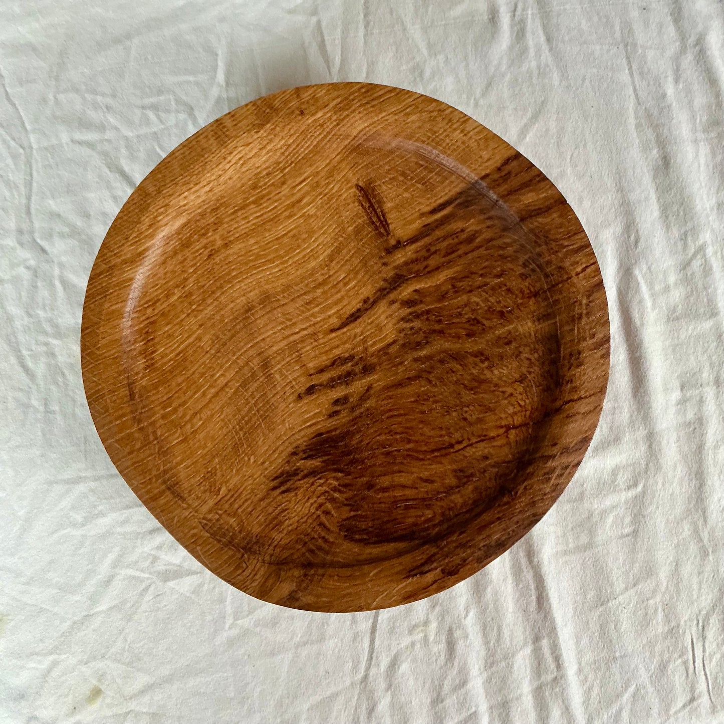 Set of 4 Solid Oak Plates | Natural Grain Serving Dinnerware