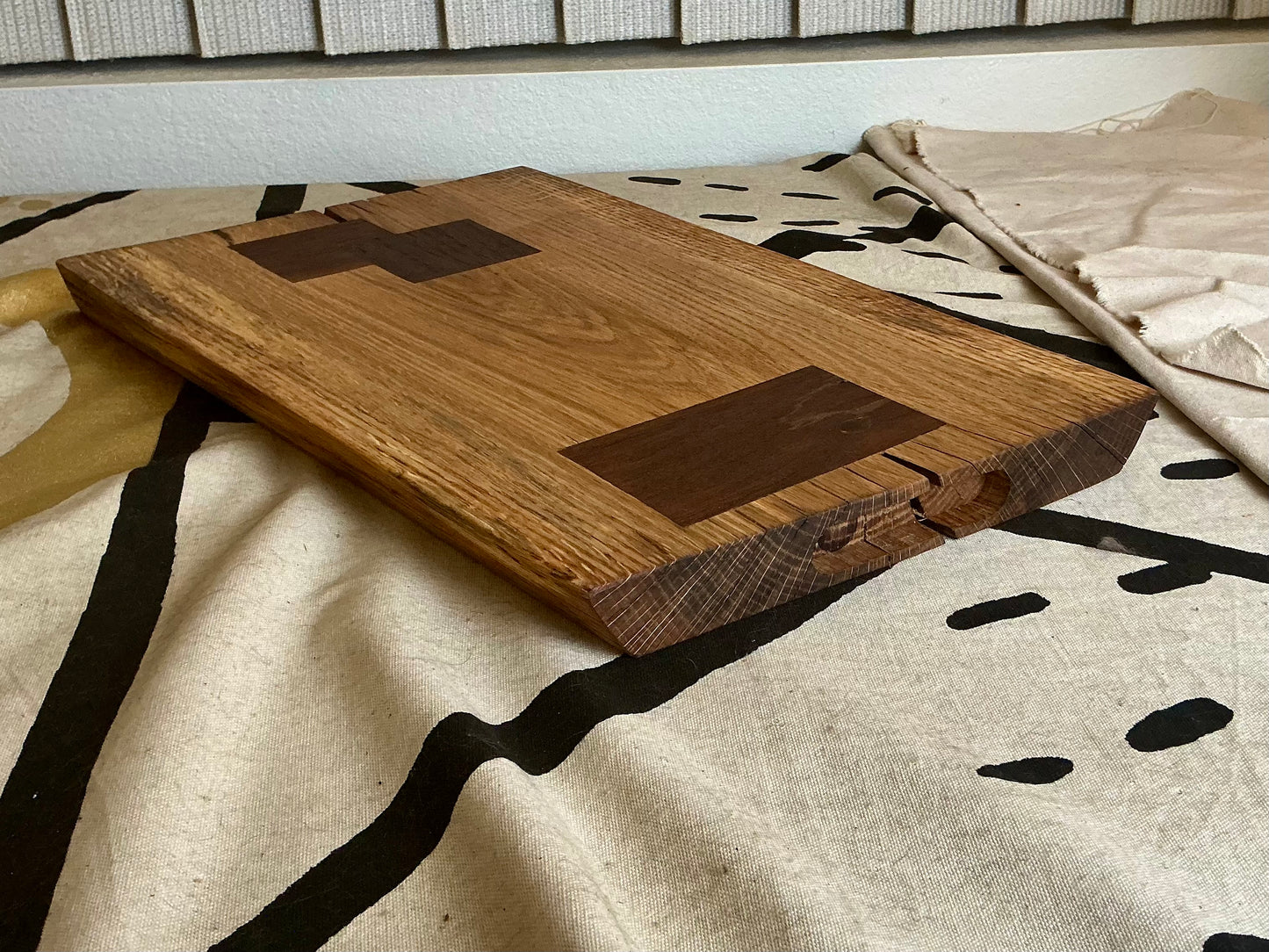 Solid Oak Serving Board with Walnut Inlay | Handmade Wooden Serving Tray | Modern Wood Platter | The Basics by CGP