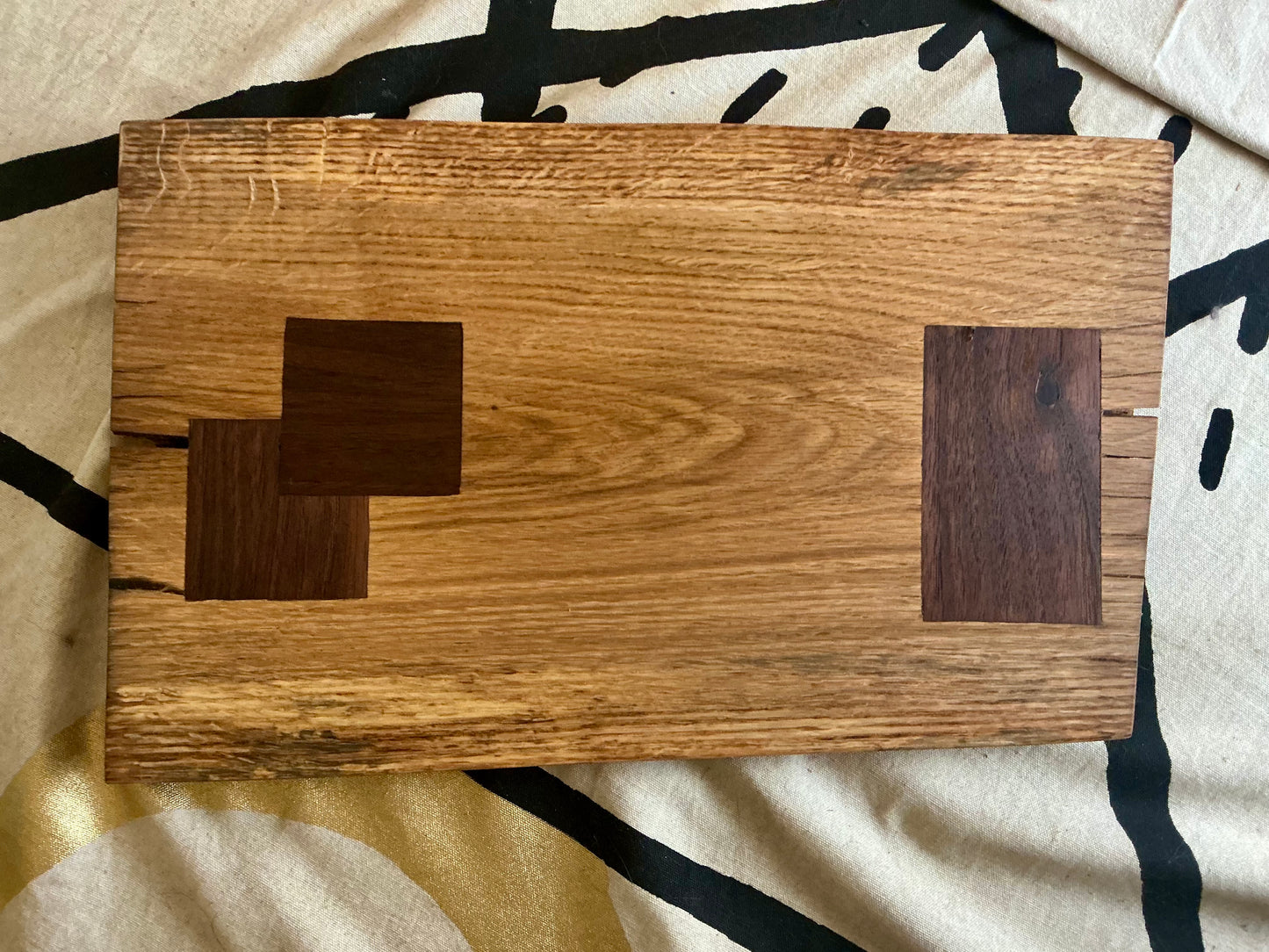 Solid Oak Serving Board with Walnut Inlay | Handmade Wooden Serving Tray | Modern Wood Platter | The Basics by CGP