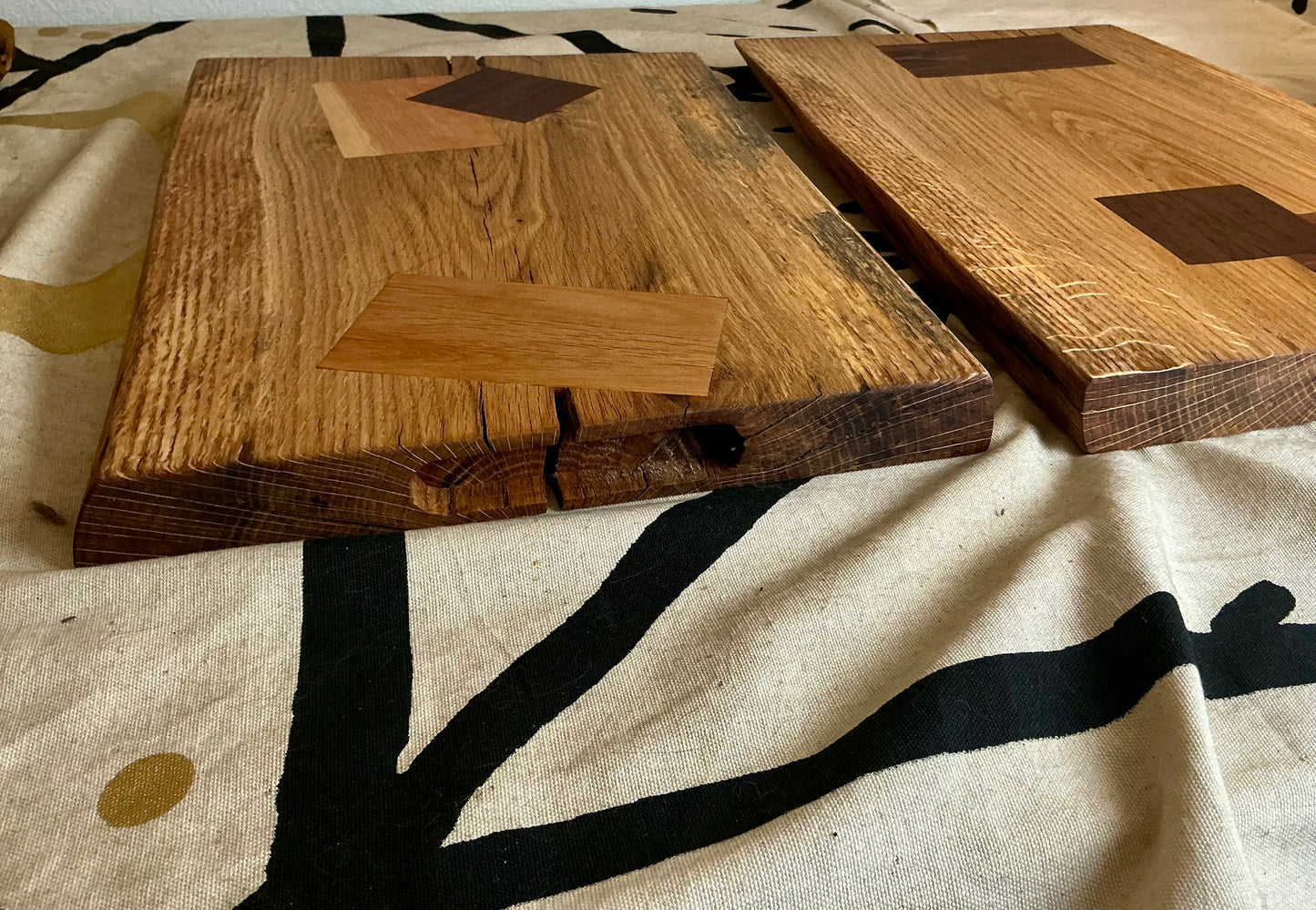 Solid Oak Serving Board with Walnut Inlay | Handmade Wooden Serving Tray | Modern Wood Platter | The Basics by CGP