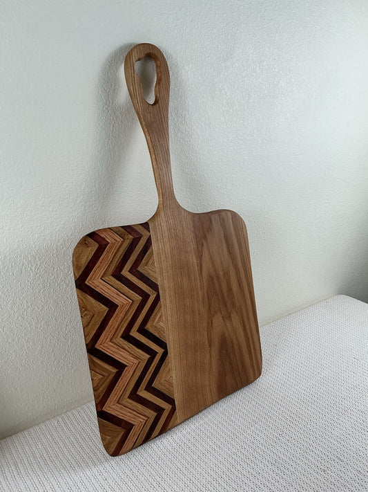 Chevron Edge Mixed Hardwood Serving Board