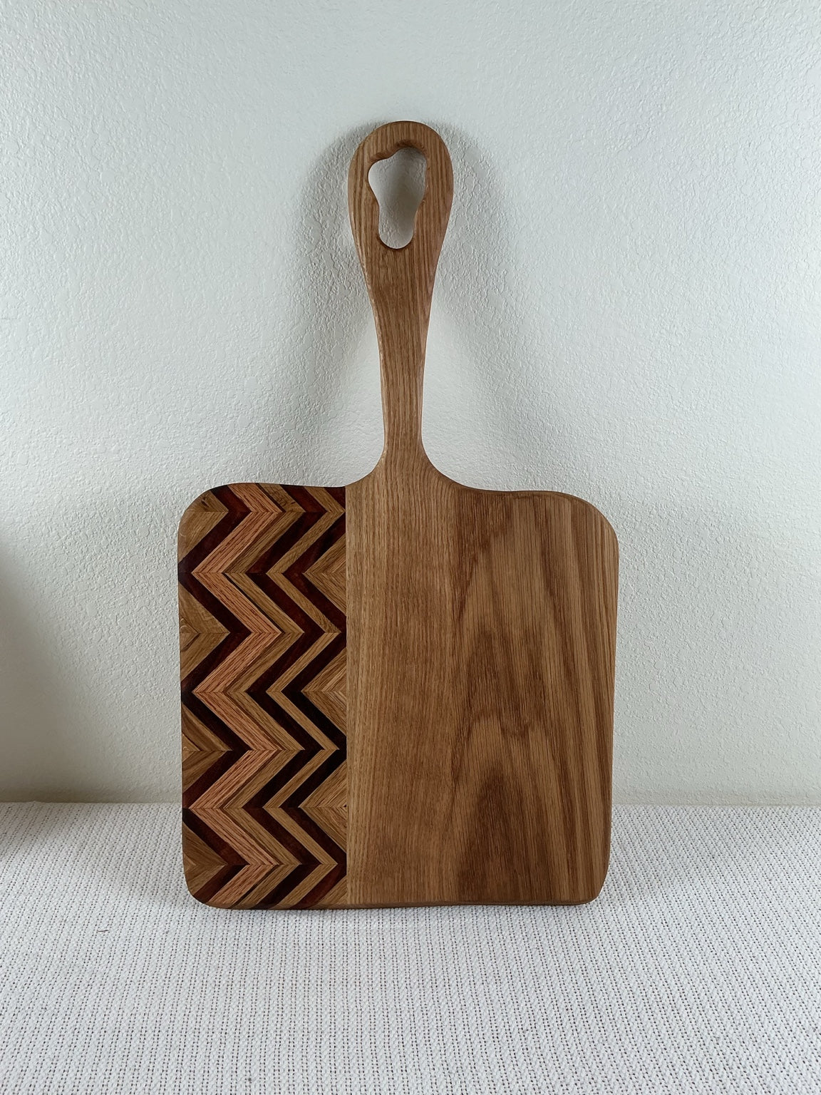 Chevron Edge Mixed Hardwood Serving Board