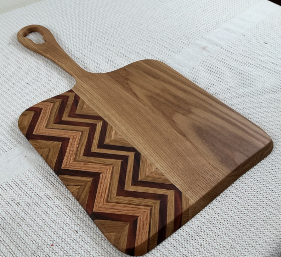 Chevron Edge Mixed Hardwood Serving Board