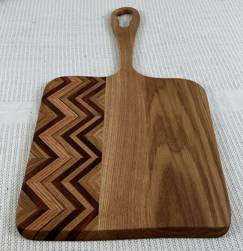 Chevron Edge Mixed Hardwood Serving Board